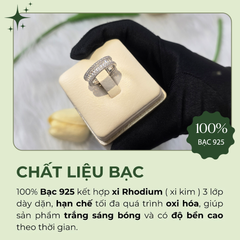Nhẫn bạc nữ 925 full đá CZ chữ nhật 5A 2*3ly Radiant cut ROWLER RA000345