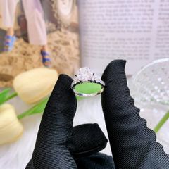 Nhẫn bạc Thụy Sĩ Solitaire đính đá Moissanite 8.0ly ROWLER RH000614