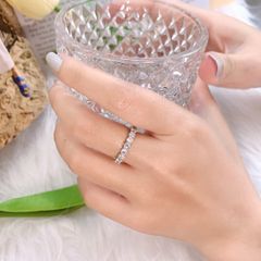 Nhẫn bạc Thụy Sĩ đính full đá Moissanite 3.0ly ROWLER RH000847