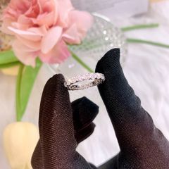 Nhẫn bạc Thụy Sĩ đính full đá Moissanite 3.0ly ROWLER RH000847