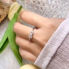 Nhẫn bạc nơ đính đá Moissanite hình trái tim 3.0ly ROWLER RH000900