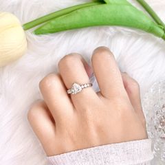Nhẫn bạc đính đá Moissanite trái tim 7.0ly ROWLER RH000927