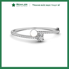 Vòng tay nữ bạc Thụy Sĩ họa tiết ngôi sao đính Ngọc trai và Moissanite ROWLER BH000913