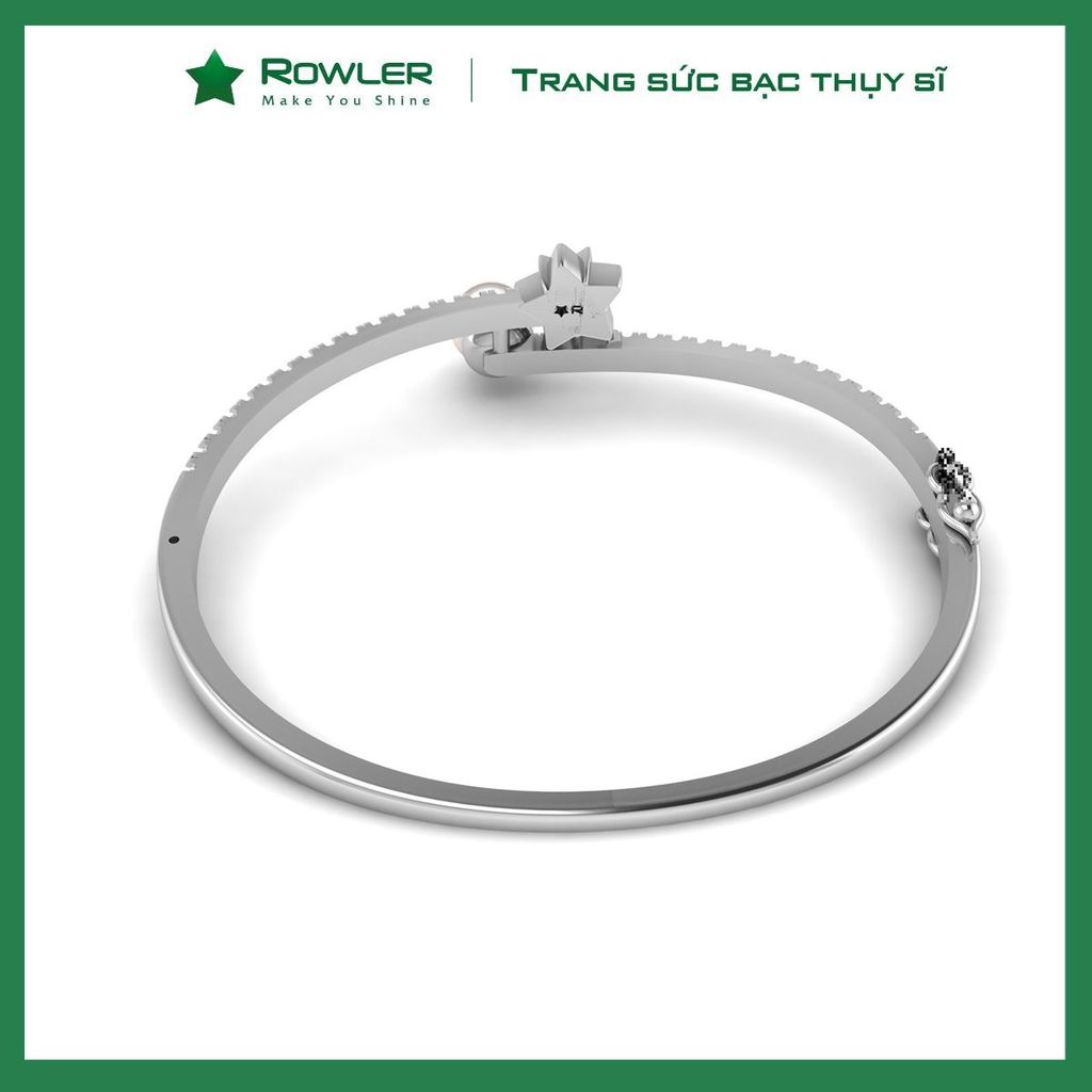 Vòng tay nữ bạc Thụy Sĩ họa tiết ngôi sao đính Ngọc trai và Moissanite ROWLER BH000913