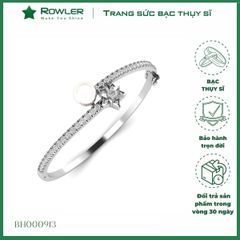 Vòng tay nữ bạc Thụy Sĩ họa tiết ngôi sao đính Ngọc trai và Moissanite ROWLER BH000913