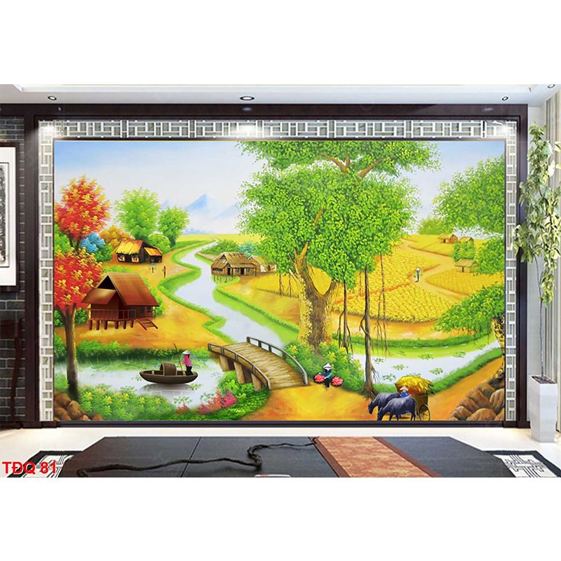  Tranh Dán Tường  Đồng Quê 3D 5D 8D  - ĐQ10 