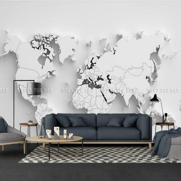  Tranh Dán Tường Bản Đồ  3D 5D 8D - BD11 