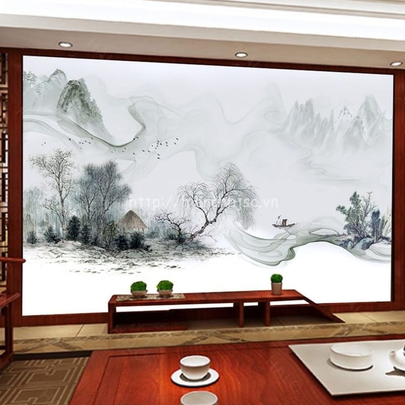 Tranh Dán Tường Sơn Thuỷ 3D 5D 8D - ST12 