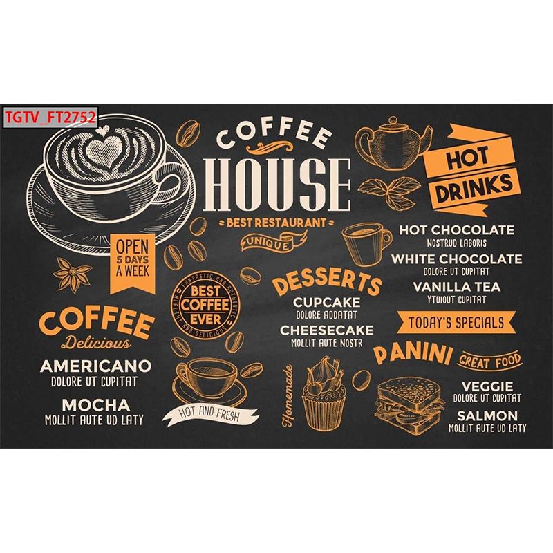  Tranh Dán Tường  Quán Coffee 3D 5D 8D  - TDCF13 
