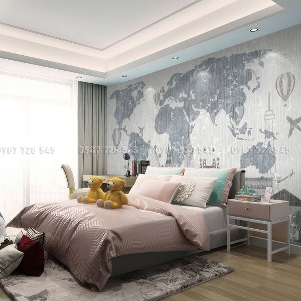  Tranh Dán Tường Bản Đồ  3D 5D 8D - BD13 