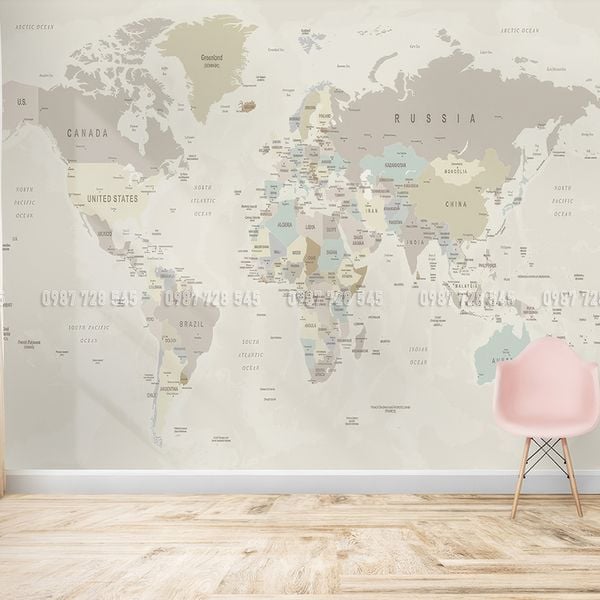  Tranh Dán Tường Bản Đồ  3D 5D 8D - BD15 