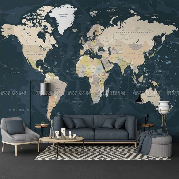  Tranh Dán Tường Bản Đồ  3D 5D 8D - BD17 