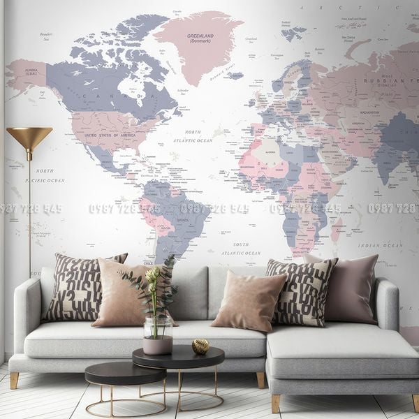  Tranh Dán Tường Bản Đồ  3D 5D 8D - BD19 