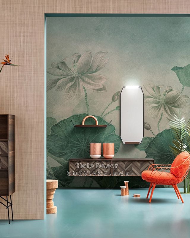  Tranh Dán Tường Hoa Sen 3D 5D 8D  - TS01 