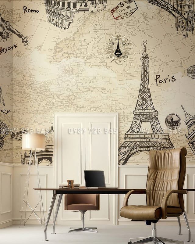  Tranh Dán Tường Phong Cảnh Paris 3D 5D 8D 