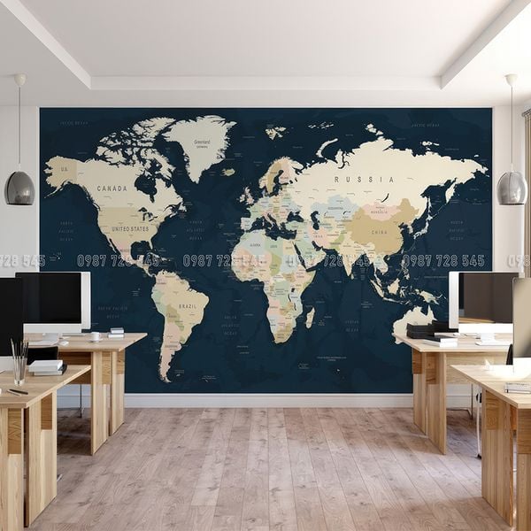  Tranh Dán Tường Bản Đồ  3D 5D 8D - BD20 
