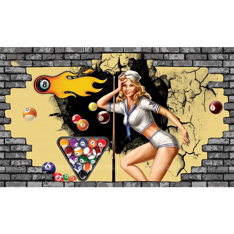  Tranh Dán Tường Quán Bida 3D 5D 8D  - BD26 