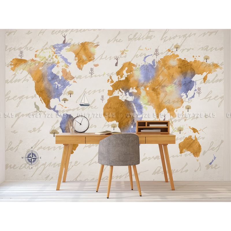  Tranh Dán Tường Bản Đồ  3D 5D 8D - BD23 