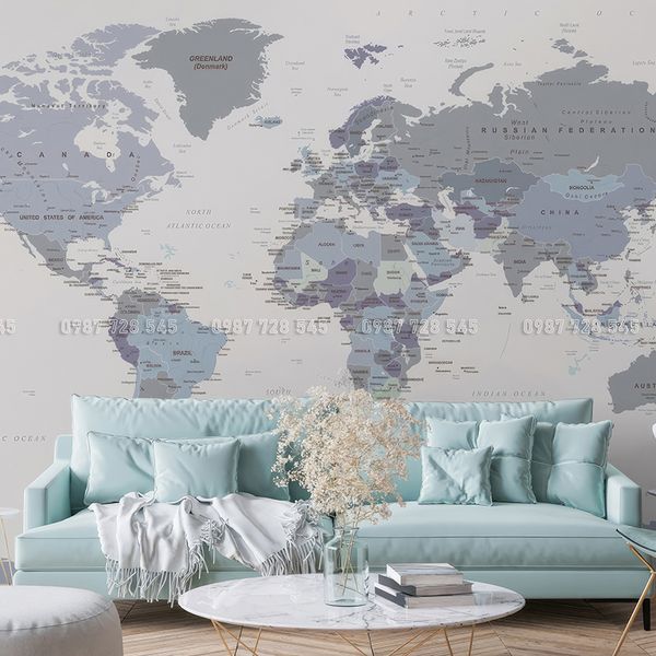  Tranh Dán Tường Bản Đồ  3D 5D 8D - BD02 
