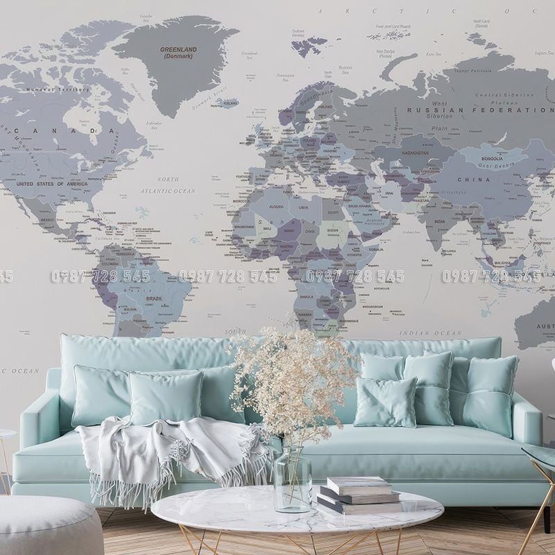  Tranh Dán Tường Bản Đồ  3D 5D 8D - BD02 