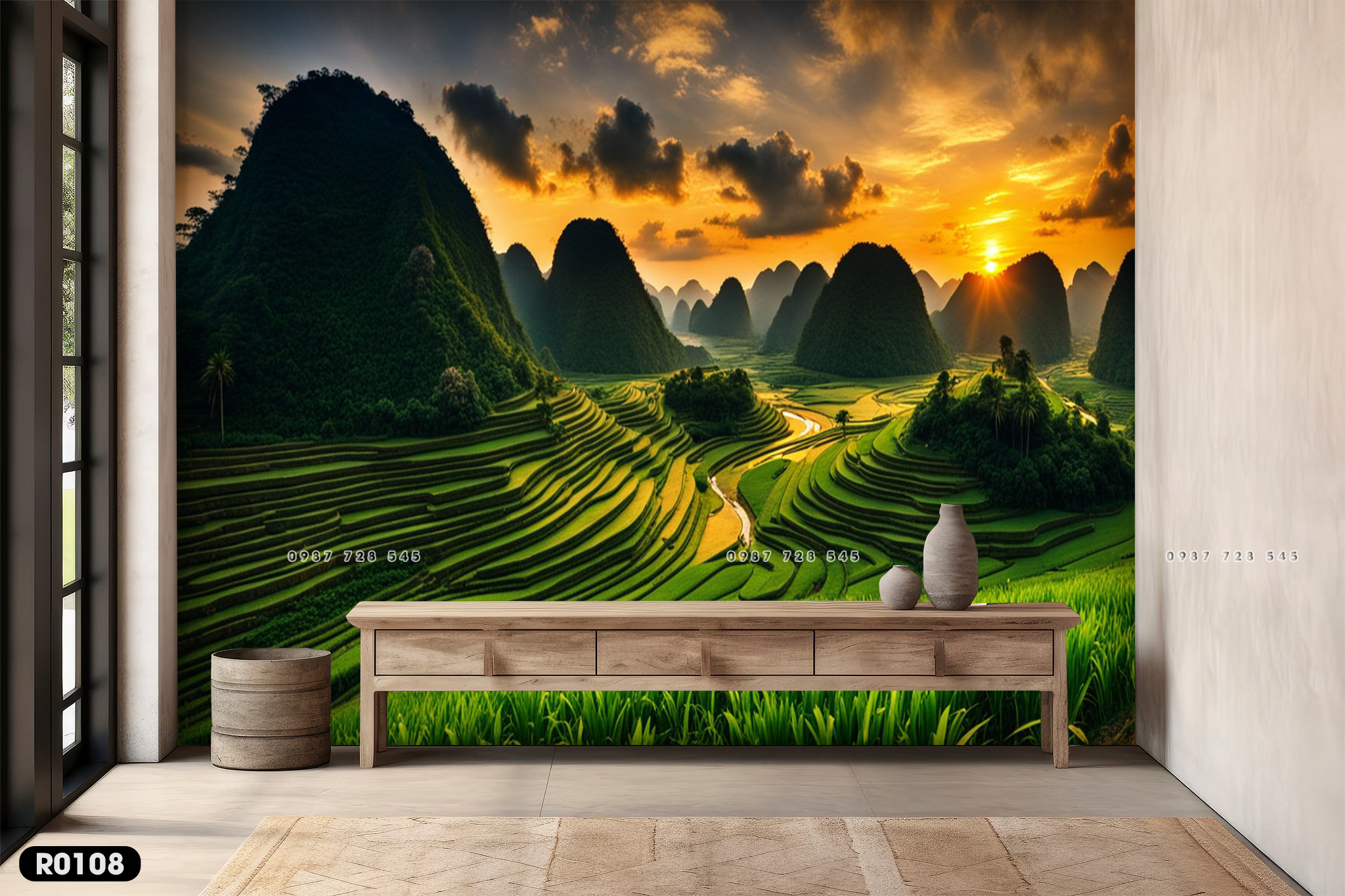  Tranh Dán Tường Phong Cảnh Ruộng Bậc Thang 3D 5D 8D - R0108 