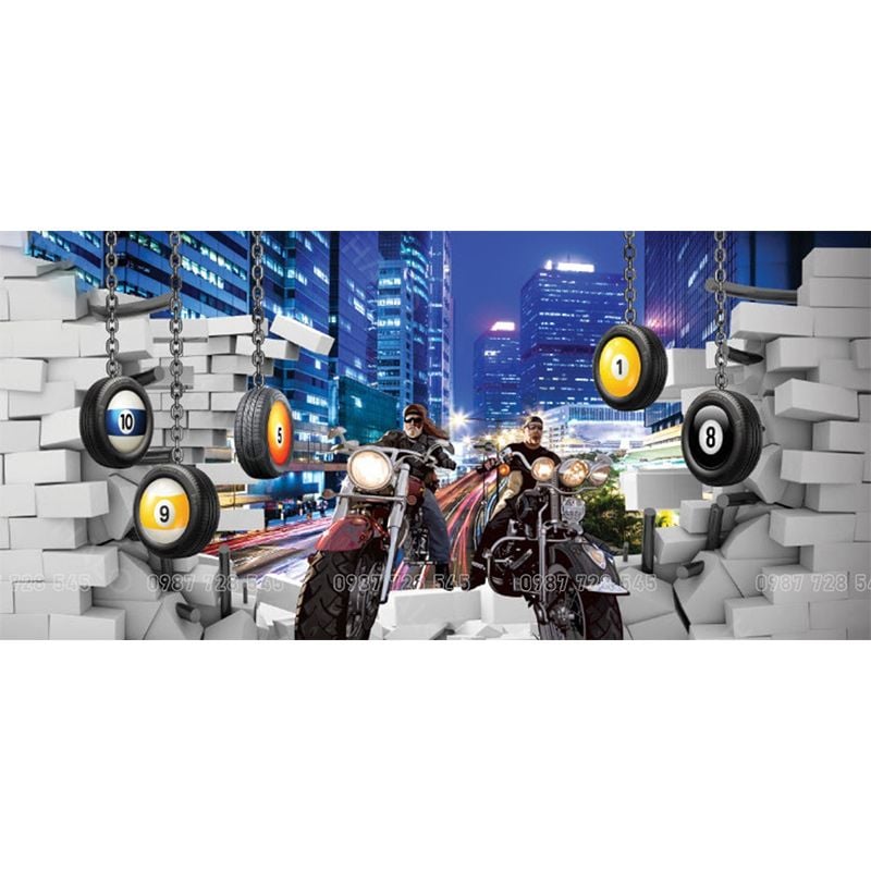  Tranh Dán Tường Quán Bida 3D 5D 8D  - BD34 