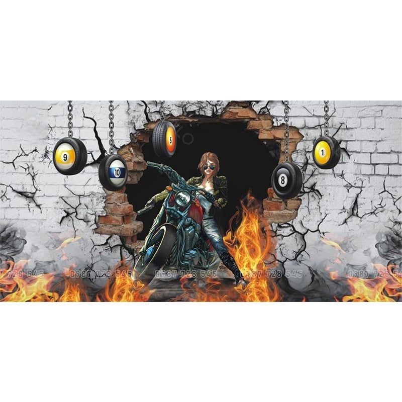  Tranh Dán Tường Quán Bida 3D 5D 8D  - BD36 