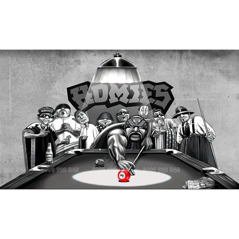  Tranh Dán Tường Quán Bida 3D 5D 8D  - BD37 