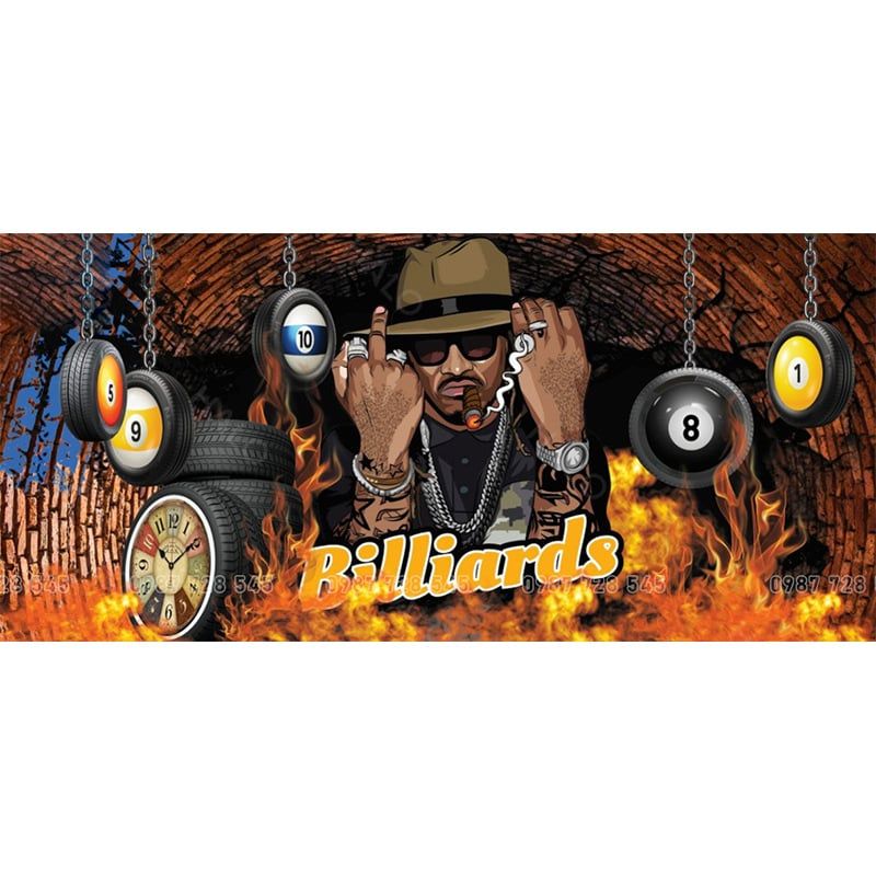  Tranh Dán Tường Quán Bida 3D 5D 8D  - BD38 