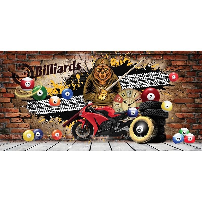  Tranh Dán Tường Quán Bida 3D 5D 8D  - BD40 