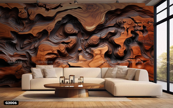  Tranh Dán Tường Họa Tiết Vân Gỗ 3D 5D 8D - G2006 