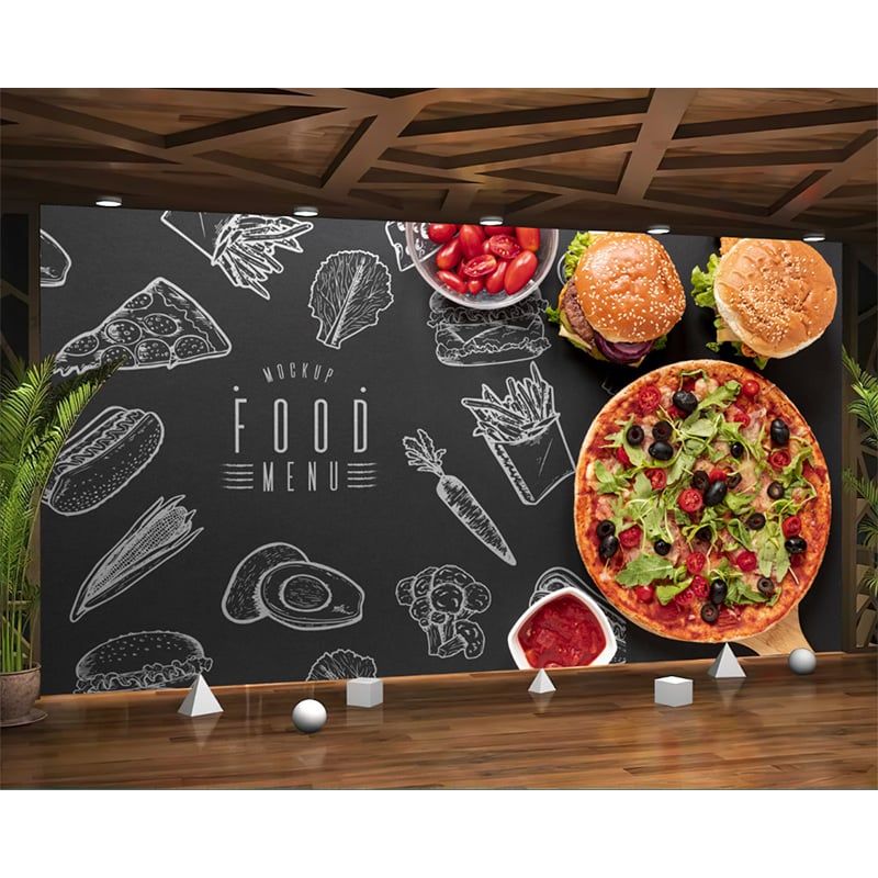  Tranh Dán Tường Quán Ăn 3D 5D 8D - QA03 