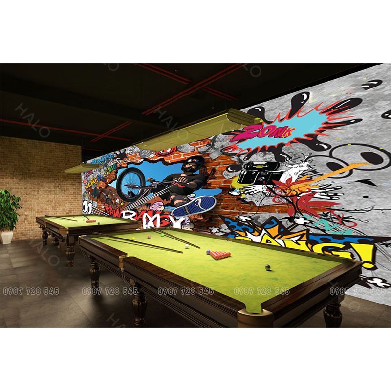  Tranh Dán Tường Quán Bida 3D 5D 8D  - BD44 