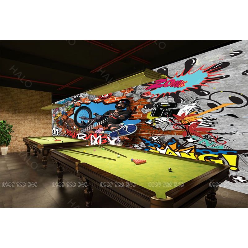  Tranh Dán Tường Quán Bida 3D 5D 8D  - BD44 