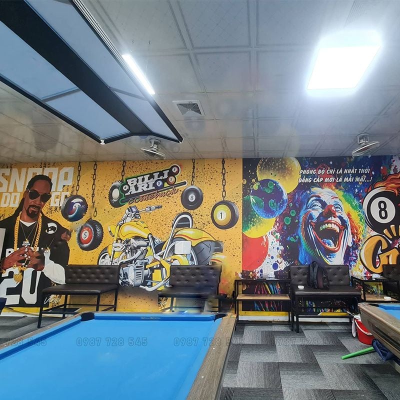  Tranh Dán Tường Quán Bi-a  3D 5D 8D   - BA42 