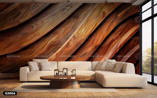  Tranh Dán Tường Họa Tiết Vân Gỗ 3D 5D 8D - G2006 