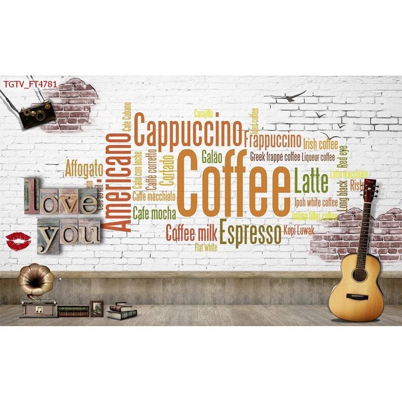  Tranh Dán Tường Quán Coffee 3D 5D 8D  - TDCF04 