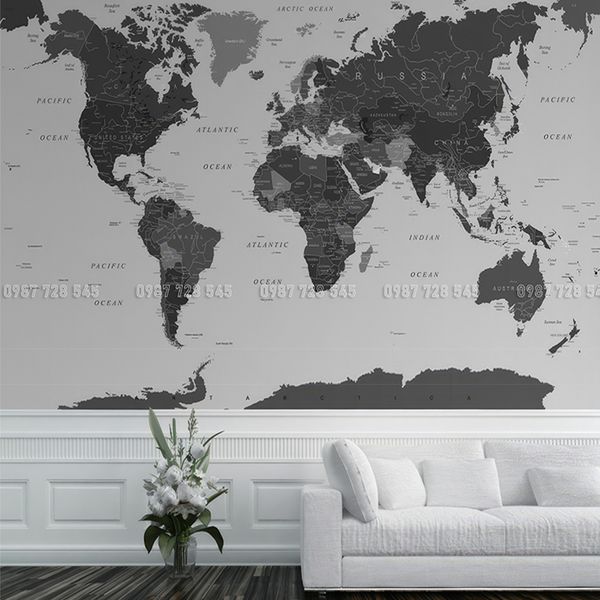  Tranh Dán Tường Bản Đồ  3D 5D 8D - BD05 