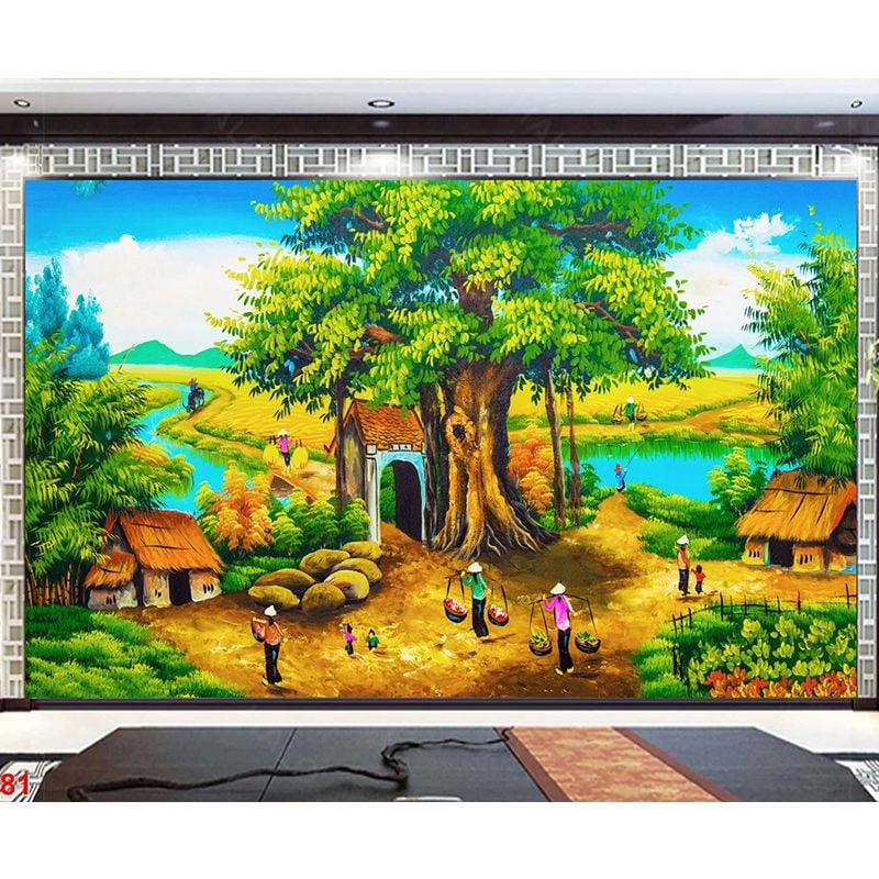 Tranh Dán Tường  Đồng Quê  3D 5D 8D - ĐQ05 