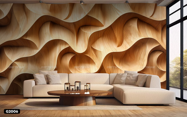  Tranh Dán Tường Họa Tiết Vân Gỗ 3D 5D 8D - G2006 