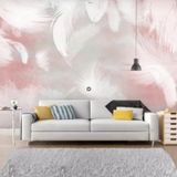  Tranh Dán Tường Lông Vũ Hồng 3D 5D 8D 