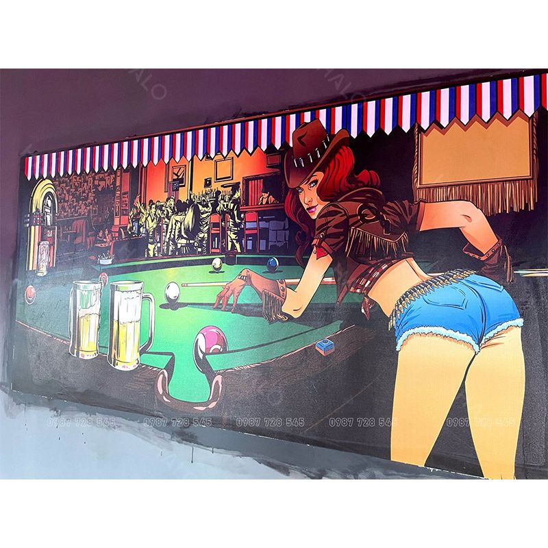  Tranh Dán Tường Quán Bida 3D 5D 8D  - BD10 