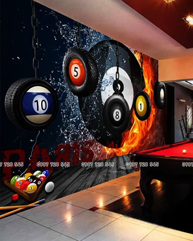  Tranh Dán Tường Quán  Bida 3D 5D 8D  - BD02 