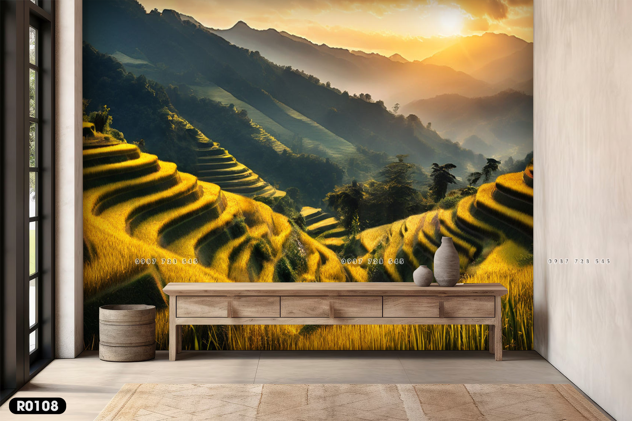  Tranh Dán Tường Phong Cảnh Ruộng Bậc Thang 3D 5D 8D - R0108 