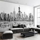  Tranh Dán Tường Thành Phố Đen Trắng 3D 5D 8D 