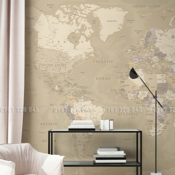  Tranh Dán Tường Bản Đồ  3D 5D 8D - BD09 