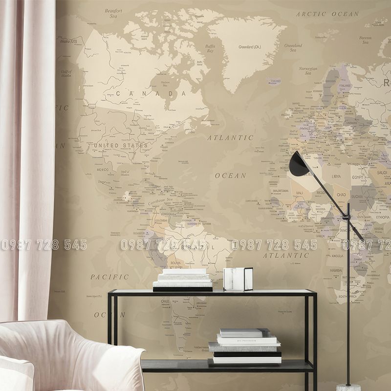  Tranh Dán Tường Bản Đồ  3D 5D 8D - BD09 
