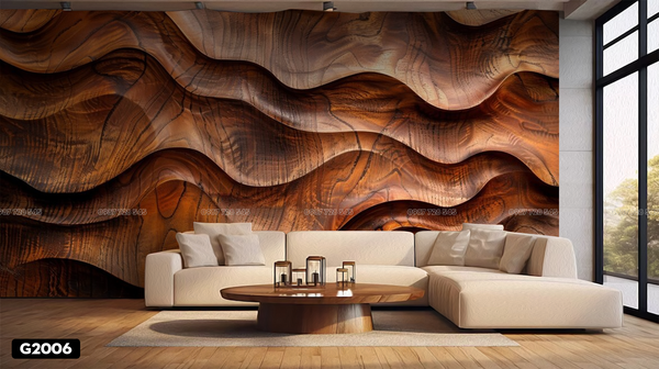 Tranh Dán Tường Họa Tiết Vân Gỗ 3D 5D 8D - G2006 