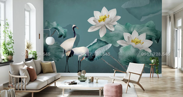  Tranh Dán Tường Hoa Sen 3D 5D 8D 