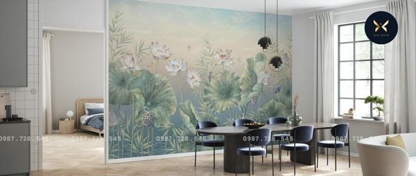  Tranh Dán Tường Hoa Sen 3D 5D 8D 